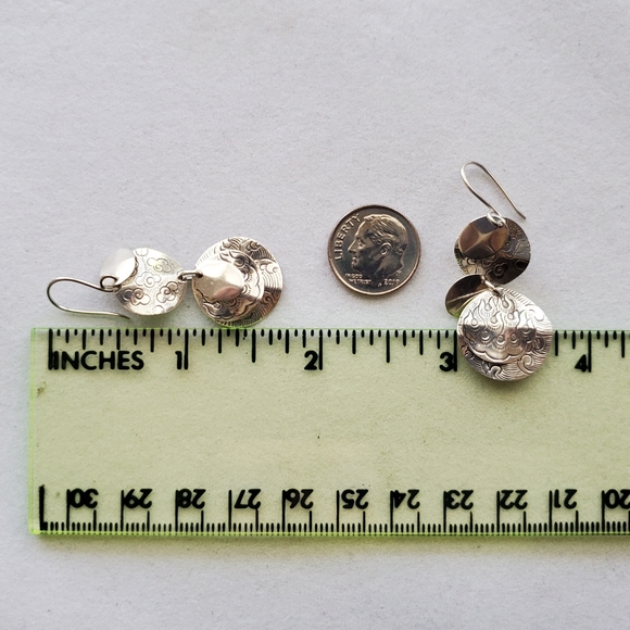 Silpada Sterling Dangle Textured Discs Earrings - Picture 13 of 15